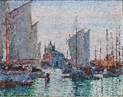 Max Arthur Stremel Schiffe an der Zattere in Venedig oil on canvas